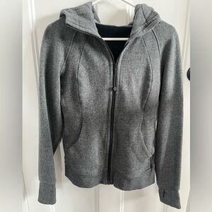 Lululemon Heathered Speckled Black Full Zip Scuba Hoodie *Light Cotton Fleece